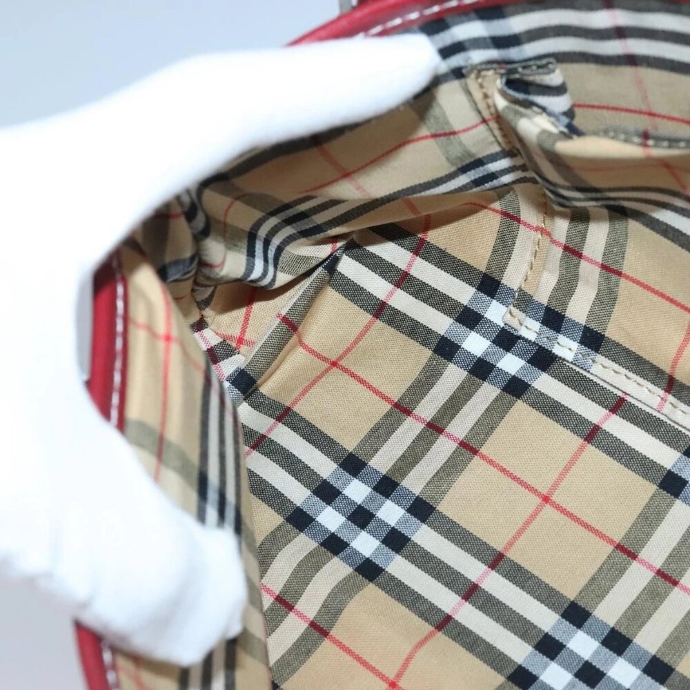 BURBERRY Blue Label Hand Bag Canvas Beige Red Auth ti2349 - Picture 15 of 16